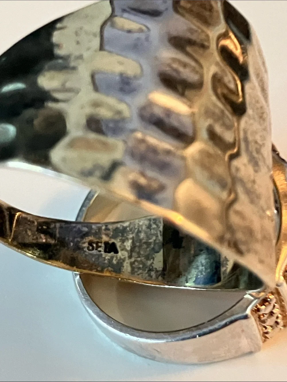 Large SETA Textured Hammered Dome Ring in Vermeil